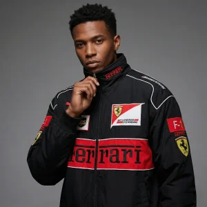 Rari F1 Racing Team Jacket – Black Scuderia Motorsport Zip-Up Coat