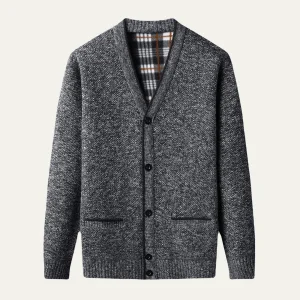 Men's Cardigan — V-Neck Button Front Regular Fit Knit Design