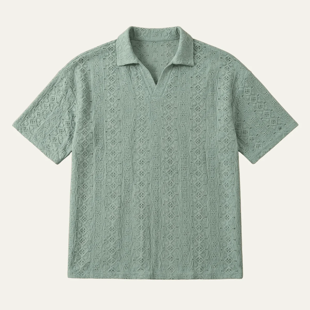 Men's Polo Shirt — Textured Knit Short Sleeve Collar Regular Fit - Image 9