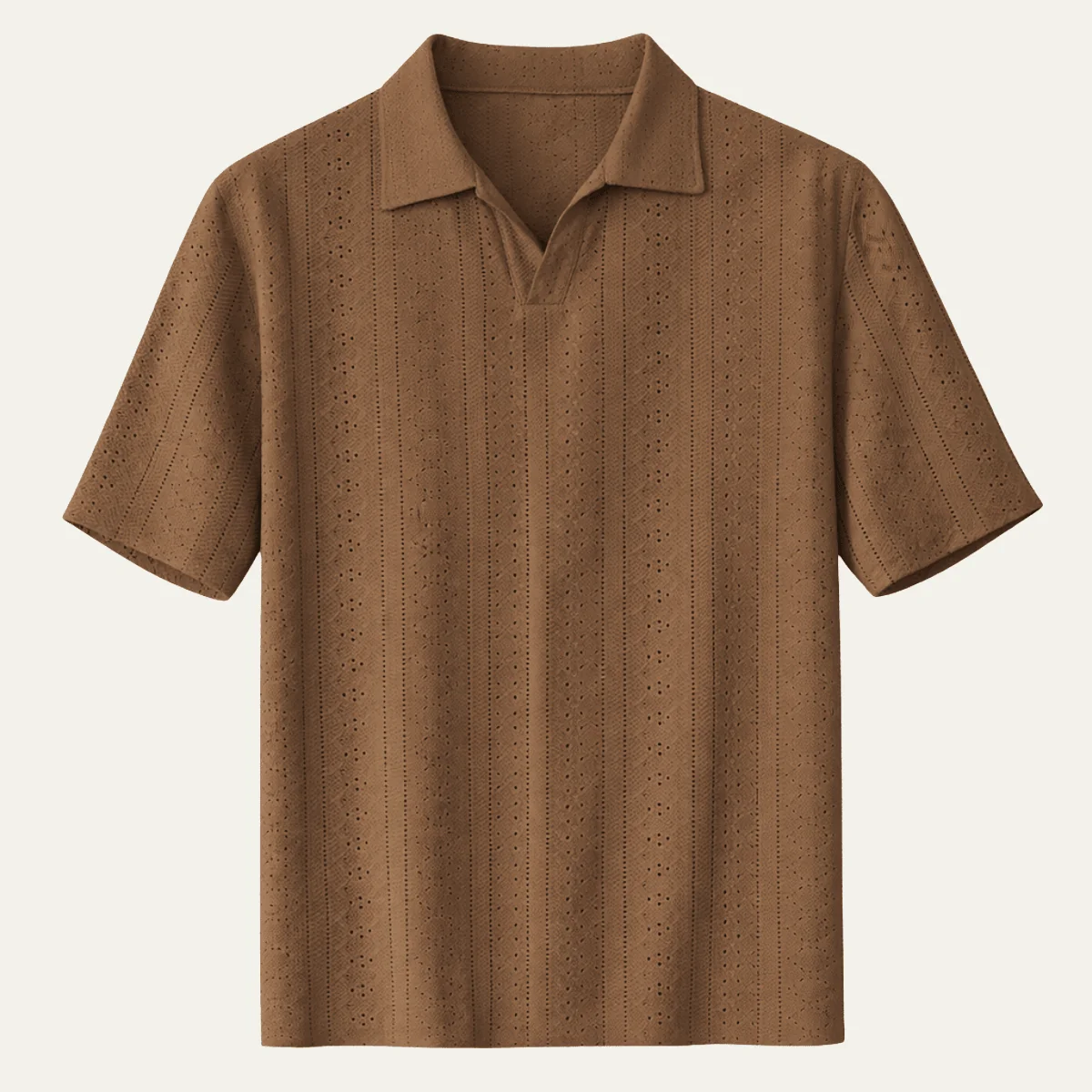Men's Polo Shirt — Textured Knit Short Sleeve Collar Regular Fit - Image 5