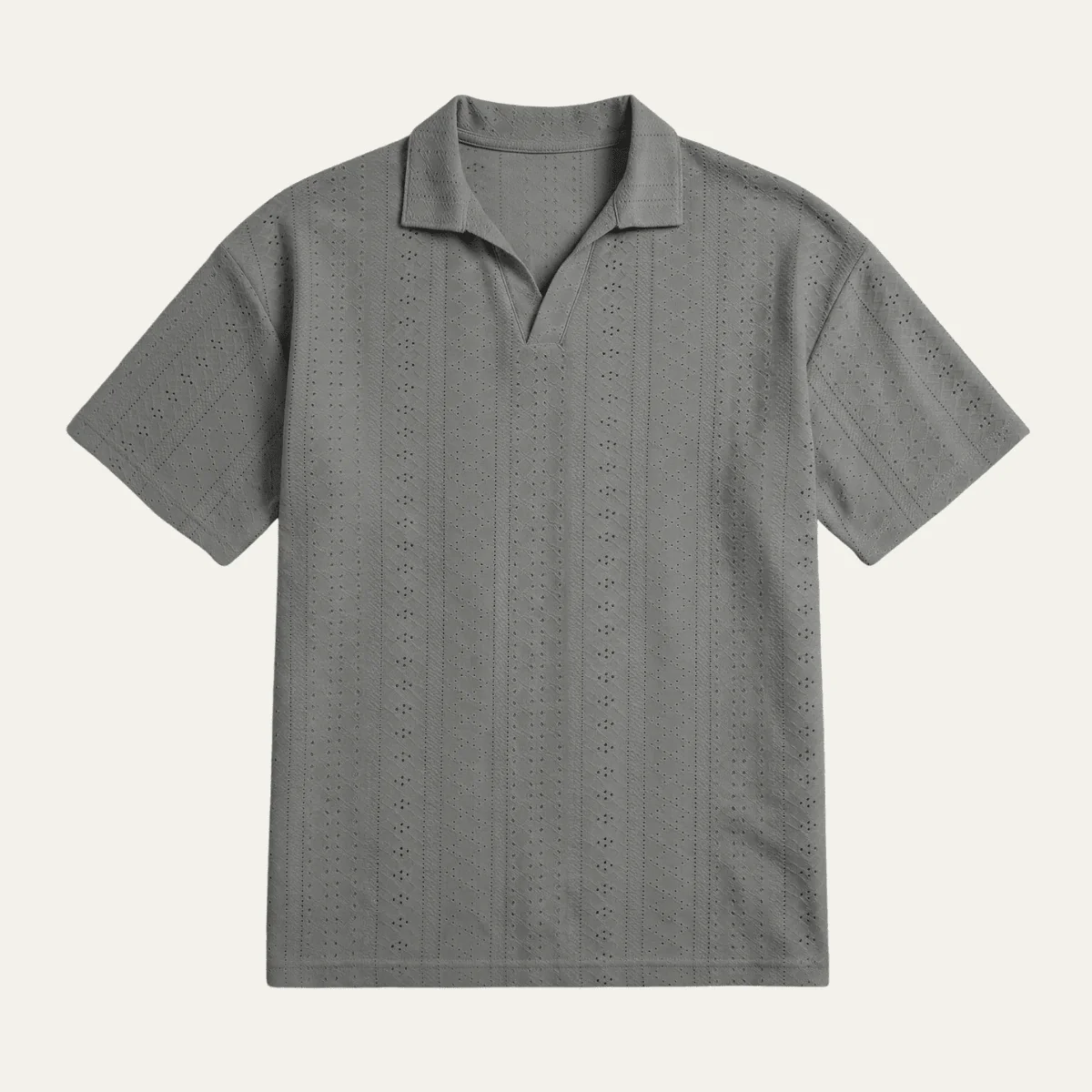 Men's Polo Shirt — Textured Knit Short Sleeve Collar Regular Fit - Image 7