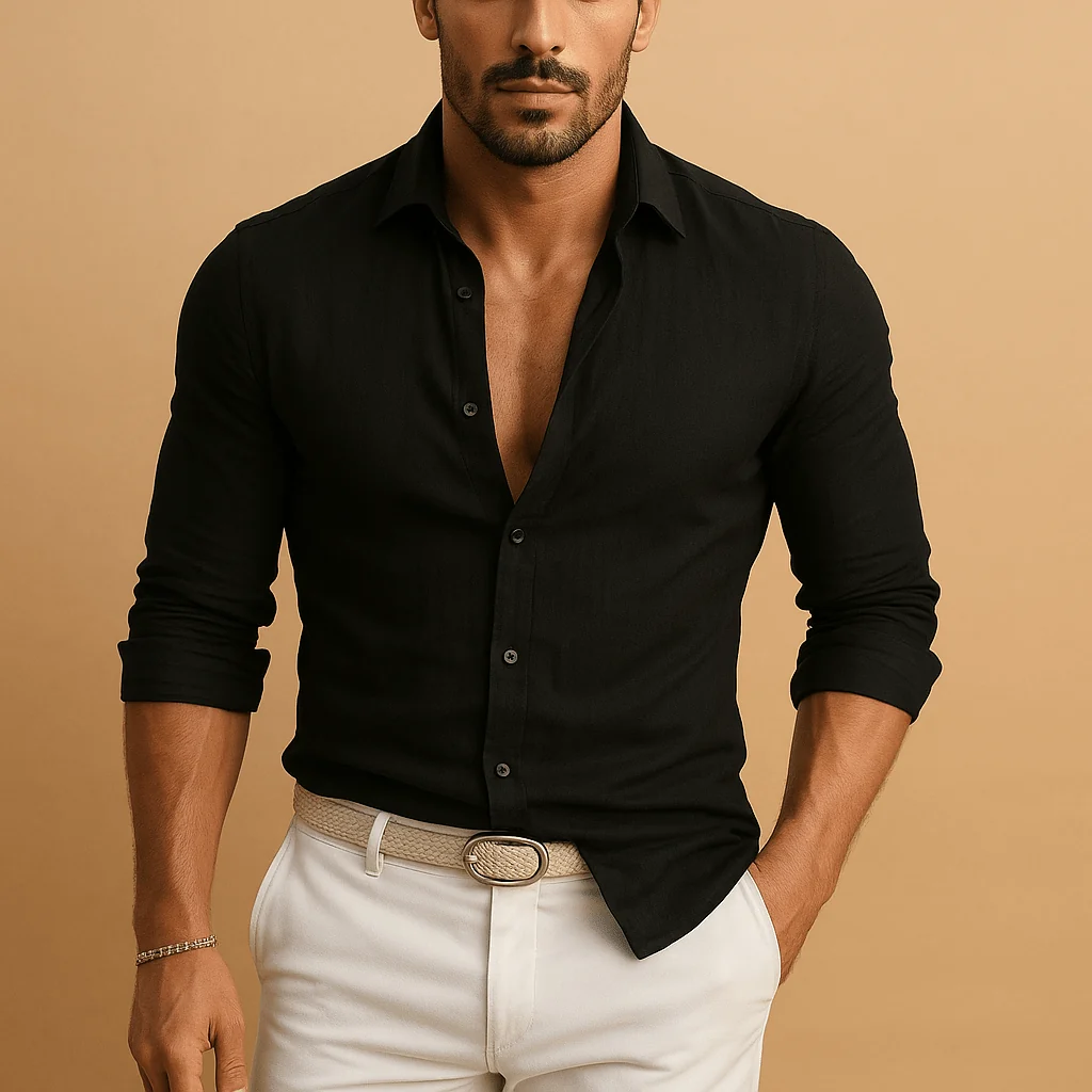 Shirt Men Lightweight Button-Down Fit Effortless Style - Image 3