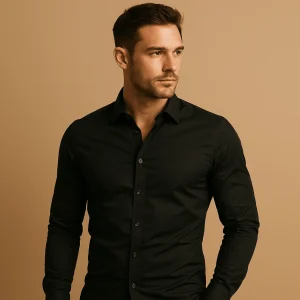 Shirt Men Slim Fit Turndown Collar Modern Style
