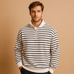 Sweater Men Half Zip Closure Design