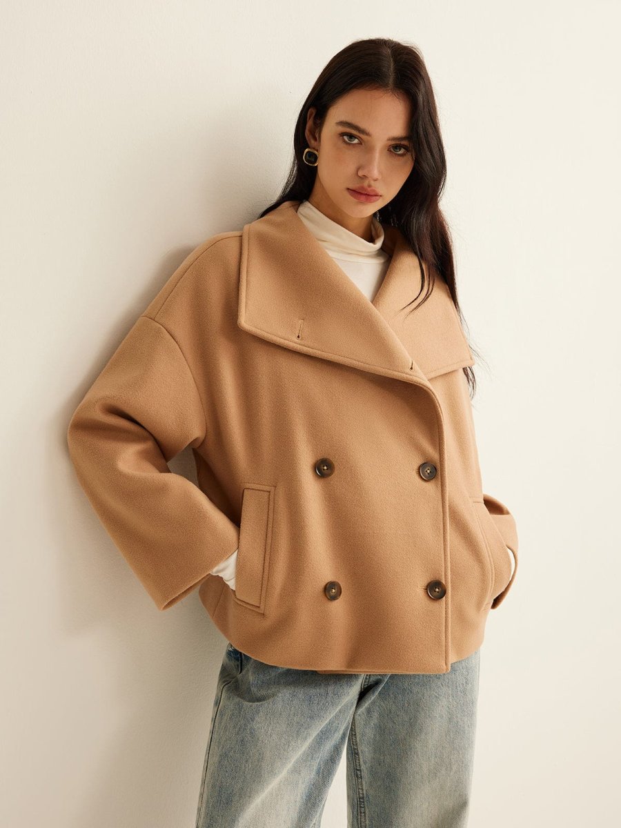 Women's Coat — Cropped Length Loose Fit Double Button Closure - Image 5