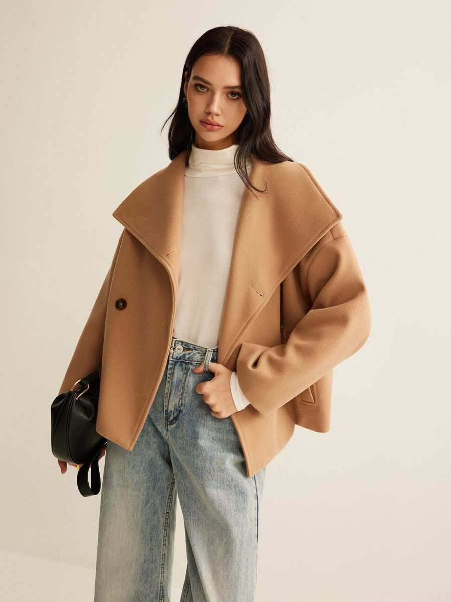 Women's Coat — Cropped Length Loose Fit Double Button Closure - Image 7