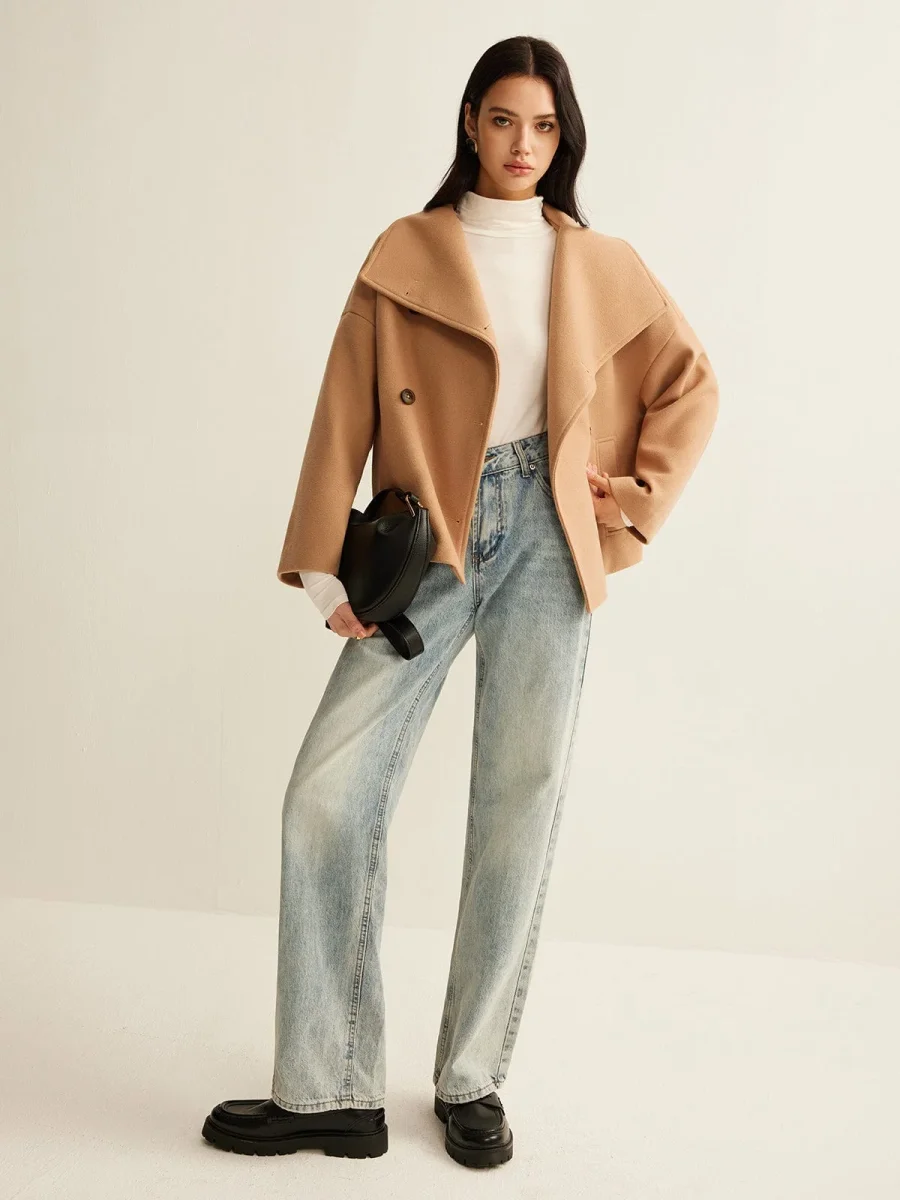 Women's Coat — Cropped Length Loose Fit Double Button Closure - Image 6