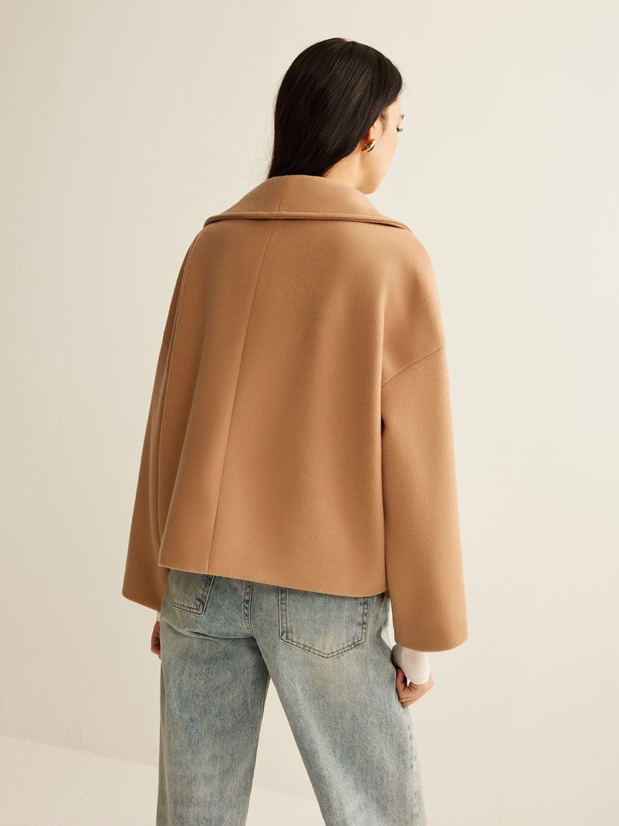 Women's Coat — Cropped Length Loose Fit Double Button Closure - Image 8
