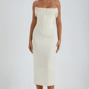 Women's Maxi Dress — Strapless Neckline Corset Bodice Design