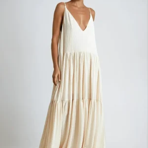 Women's Maxi Dress — Tiered Pleated Adjustable Straps Design