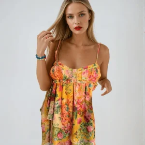 Women's Mini Dress — Floral Print Tiered Structure Summer Style